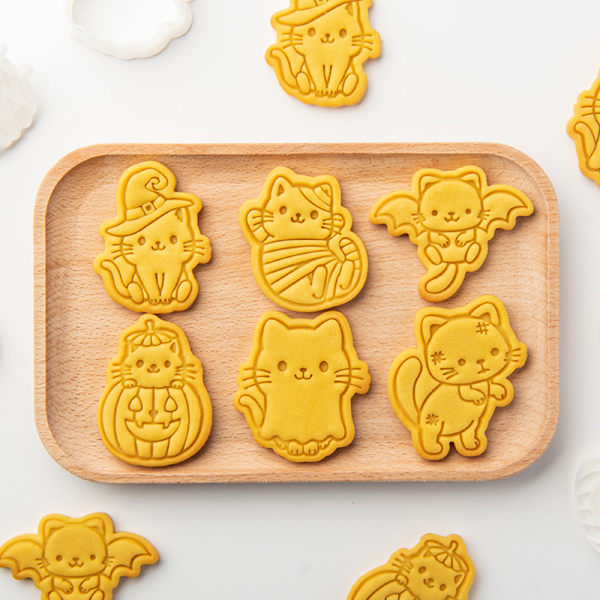 Halloween Kitten Cookie Mould Ghost e Cartoon Kitten Cat Shape D