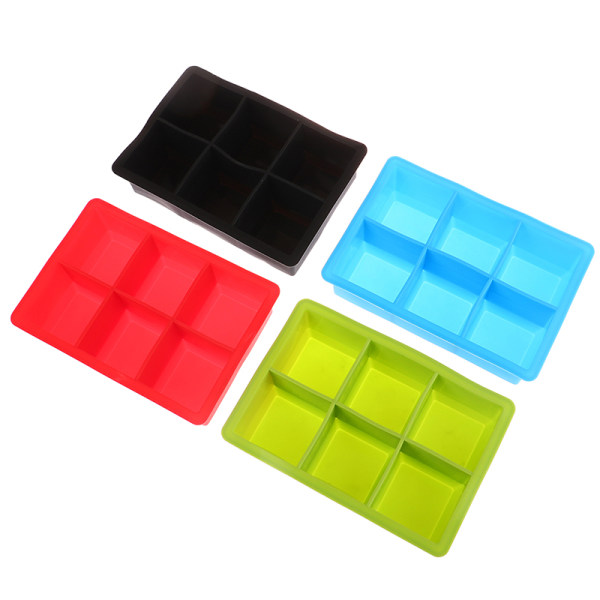 6 Grid Ice Tray Form Stor DIY Grade Silikon Ice Cube Square Blue