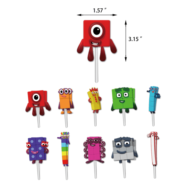 20st Numberblocks Festdekoration Tårta Toppers Barn Tema A