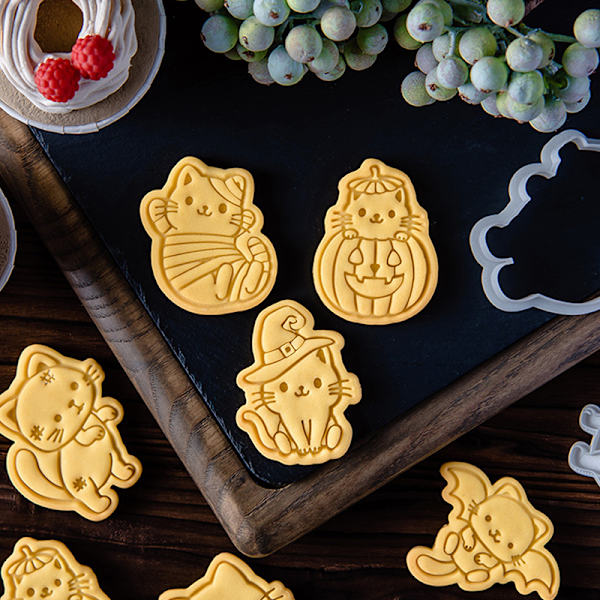 Halloween Kitten Cookie Mould Ghost e Cartoon Kitten Cat Shape D