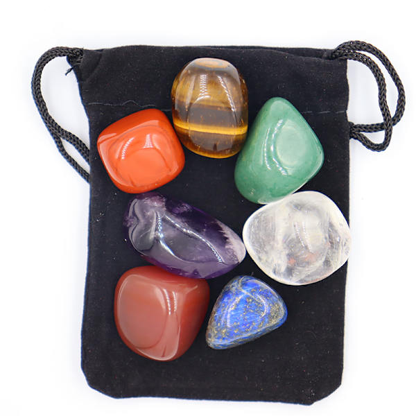 7 st / set Naturkristall Yoga polerad energisten Chakra Re Multicolor