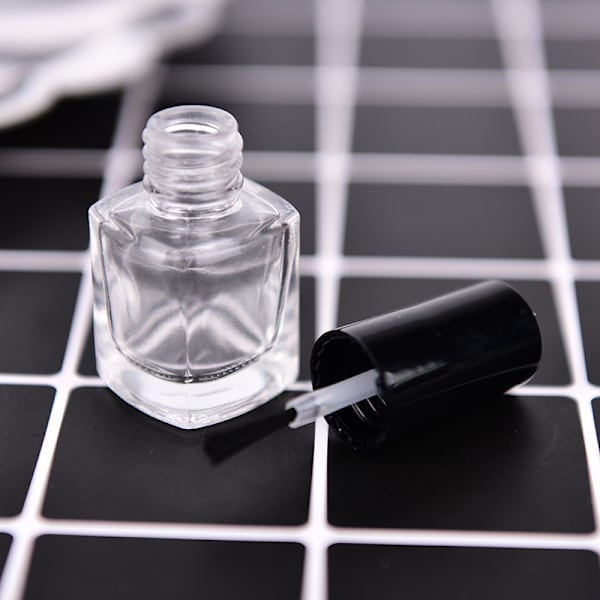 1 st 5 ml genomskinligt glas tom nagellacksflaskabehållare med ett L Square