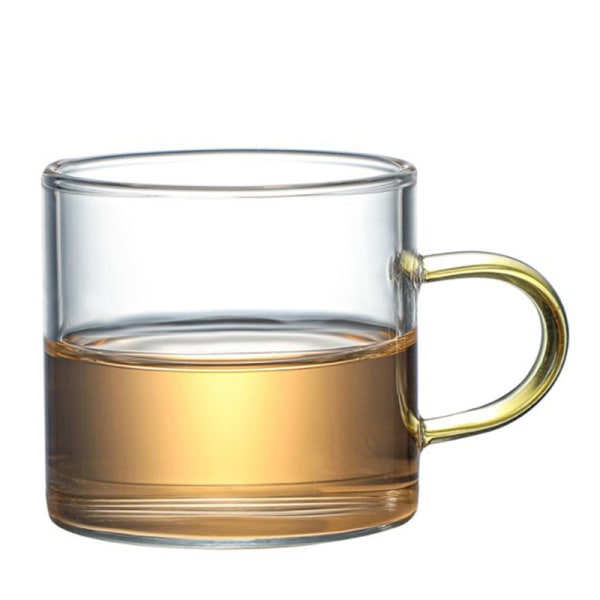 80ml tekopp med högt borosilikatglas med genomskinlig kopp med handtag Gold