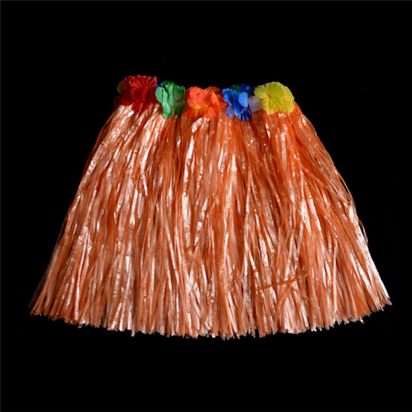 Barn Pojkar Flickor Hawaiian Hula Grass Beach Kjol Blomma Armband Orange