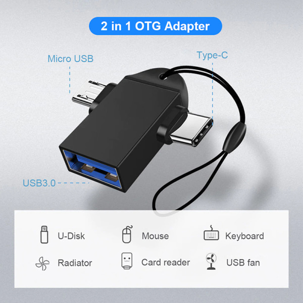 Aluminiumlegering 3 i 1 Android OTG Adapter Mobiltelefon Adapter A4