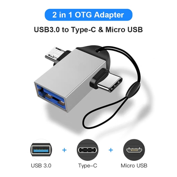 Aluminiumlegering 3 i 1 Android OTG Adapter Mobiltelefon Adapter A4