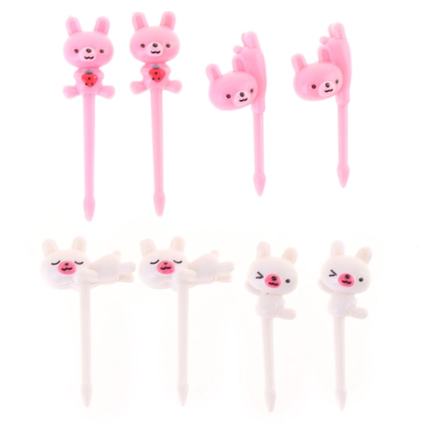 8st Mini e Bear Djurfruktgaffel Tecknad Snack Tårta Dessert