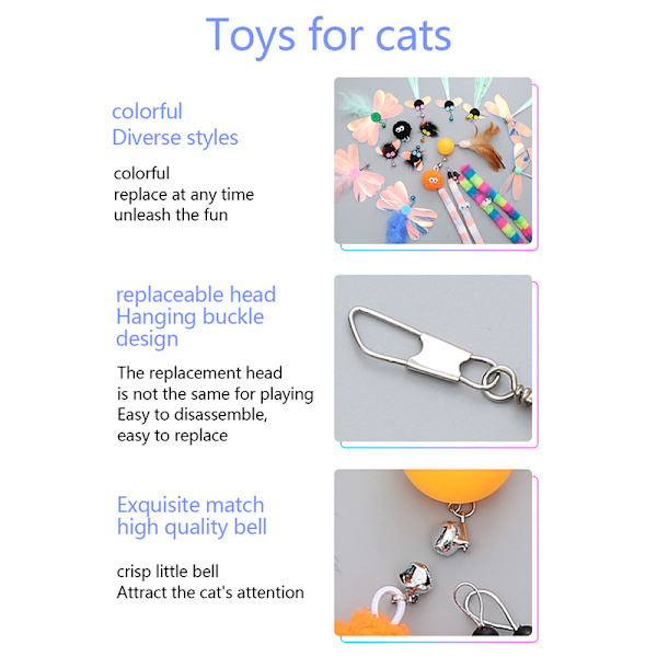 Cat Stick Replacement Head paljetter Feather Wand Teaser Cat Fuzz 3