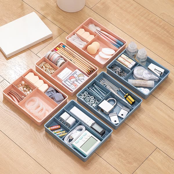 Skrivbordslåda Organizer Stapelbar multi-cell Desktop Storage Divi Pink