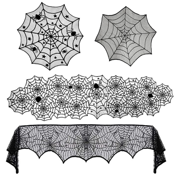 Halloween Dekoration Spets Spider Web Skeleton Skull Bordsduk C