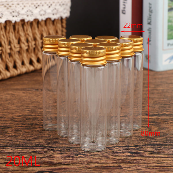 10 st 5/7/10/14/18/20ml glasflaska Liten glasburk förseglad flaska 22*80mm,20ml