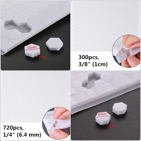 3D dubbelsidig självhäftande remsa Hexagon skumprickar Lägg till kortdjup 10*2mm