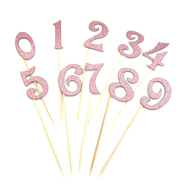 10st digital tårt topper nummer cupcake toppers födelsedagsfest Pink