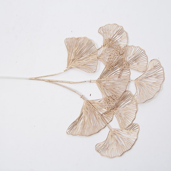 1 STK Gyllene dekorativ blomma ginkgo blad plast blad trä fes