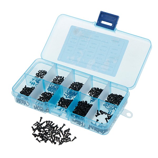 1000st/ set M1 M1.2 M1.4 M1.7 mix PA-huvud mikroskruvar runt han