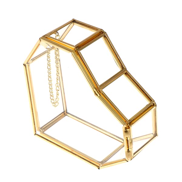 Hjärtform Geometrisk glas smyckeskrin Bröllopsring Box Ring