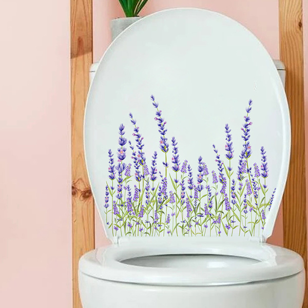 Flower Bird Toilet Sticker Självhäftande avtagbart badrum Wa D
