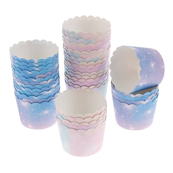 50st Rainbow Cupcake Liners för bakning Gradient Cupcake Wrappe A