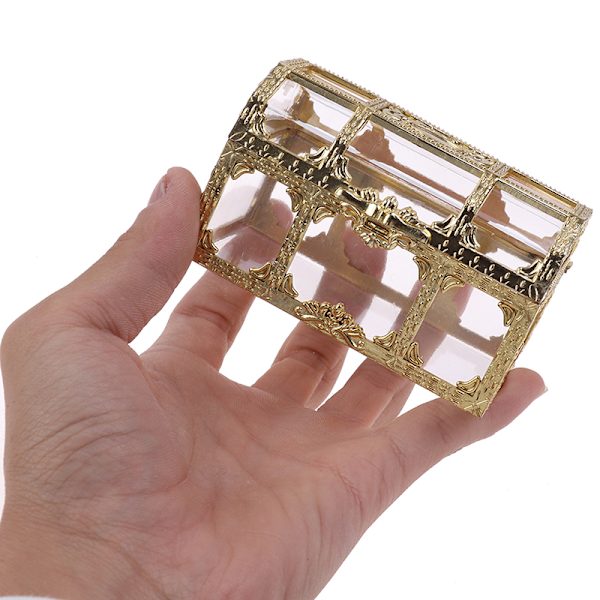 1 ST Bärbar Candy Hollow Gold Silver Treasure Chest Case Organ Gold M