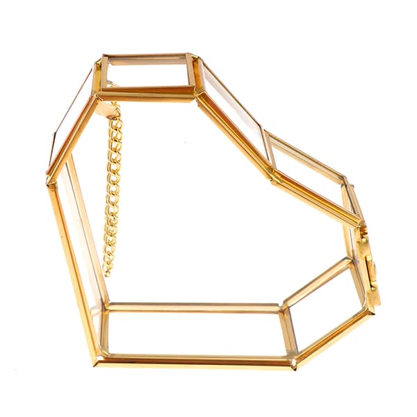 Hjärtform Geometrisk glas smyckeskrin Bröllopsring Box Ring