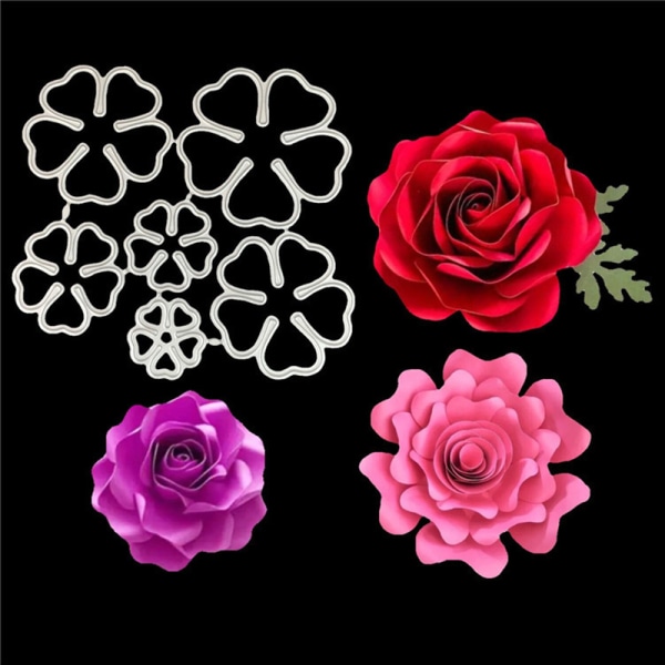 3D Rose flower ting Dies Stencils Scrapbooking Embossing DIY Cr 6pcs