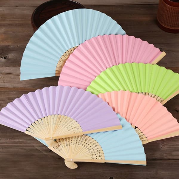 Folding Fan Hand DIY Folding Fläkt Trä Bambu Antiquity Foldi Light purple