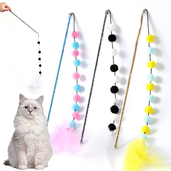 Akryl Plush Ball Bell Feather Cat Teaser and Exerciser Cat Wa