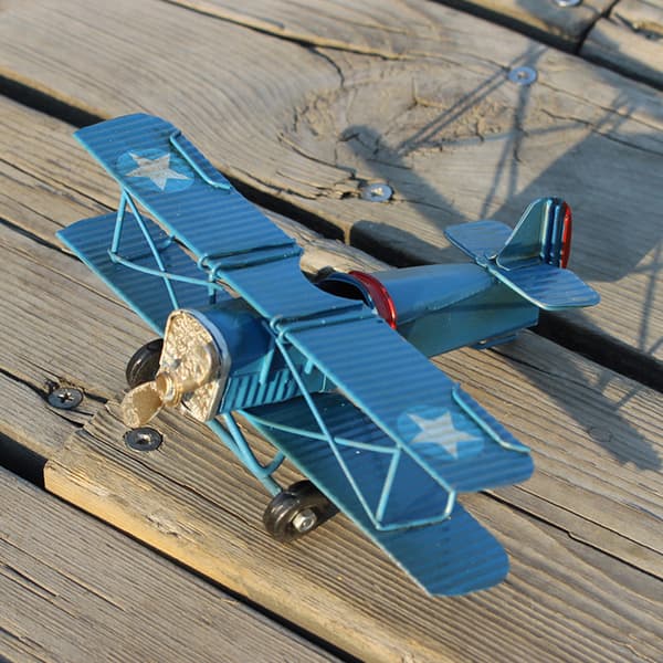 Retro metall Plane Model Hantverk Vardagsrum Sovrum Ornament Air Yellow