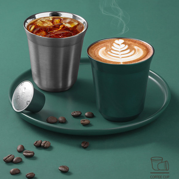 80ml dubbelvägg rostfritt stål kopp isolering Kaffe koppar White