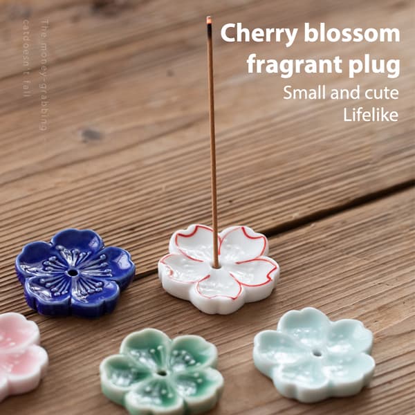 Cherry Blossoms Style Keramiska Rökelse Stick Hem Sovrum Hållare A6