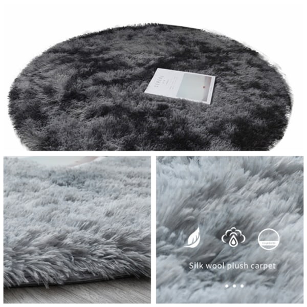 Lyxiga runda mjuka faux fårskinnspäls mattor Tvättbar ull Be Khaki 60*60cm