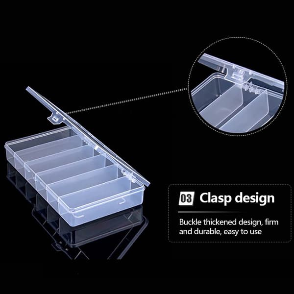 6 Grid Rektangulär förvaringslåda PP Plast Transparent Box Lure 1PC