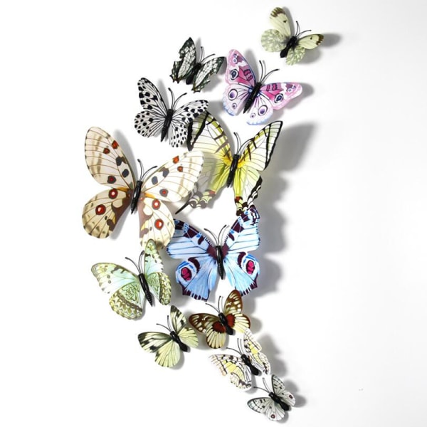 12X 3D Butterfly Wall Sticker Avtagbara dekaler Barn dagis ons Yellow