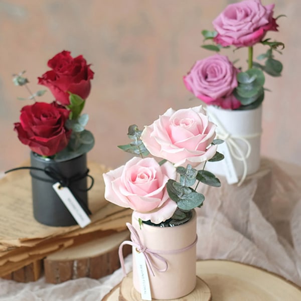 Mini Flower Box Rund Rose Bukett Hink Boxes Bröllopsfest T A