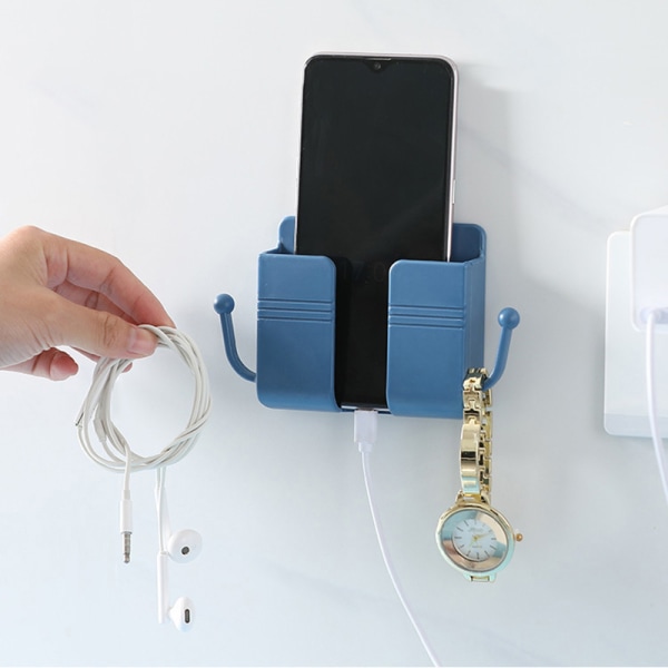 Väggmonterad förvaringsbox Mobiltelefon Plugg Vägghållare Laddning Blue