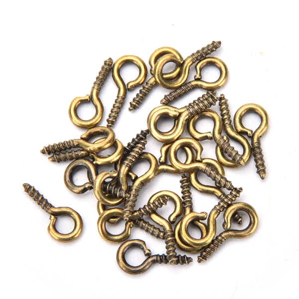 100 st/lot 8 mm 10 mm små fårögon spikskruv för pärlpenna White