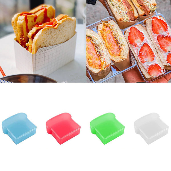 Smörgåsbehållare i plast med lock Återanvändbar förvaringslunchlåda Red 1