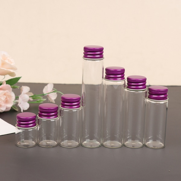 10 st 5/7/10/14/18/20/26ml små glasburkflaskor med aluminium 22*80mm,20ML