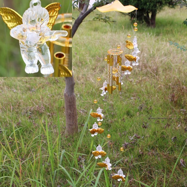 Wind Chimes Yard Gåva Lycka till Skyddsängel Metal Bell Hangi Gold 258a