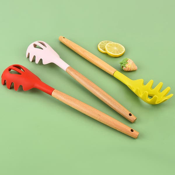 1 st Endelad silikonsked Spaghetti Pasta Server Gaffel Nudel Light green