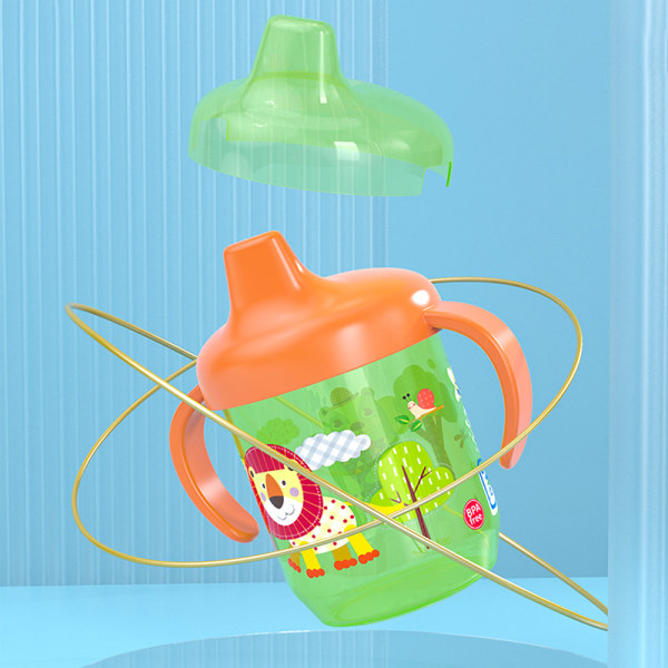 Baby Learning Drinking Cup med Handtag Flip Läcksäker vattenbot Blue