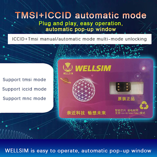 Högkvalitativ Wellsim Sim-upplåsning för X/XS/8/8P/7/7P/6S/6SP/6/