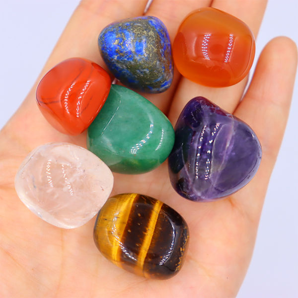 7 st / set Naturkristall Yoga polerad energisten Chakra Re Multicolor