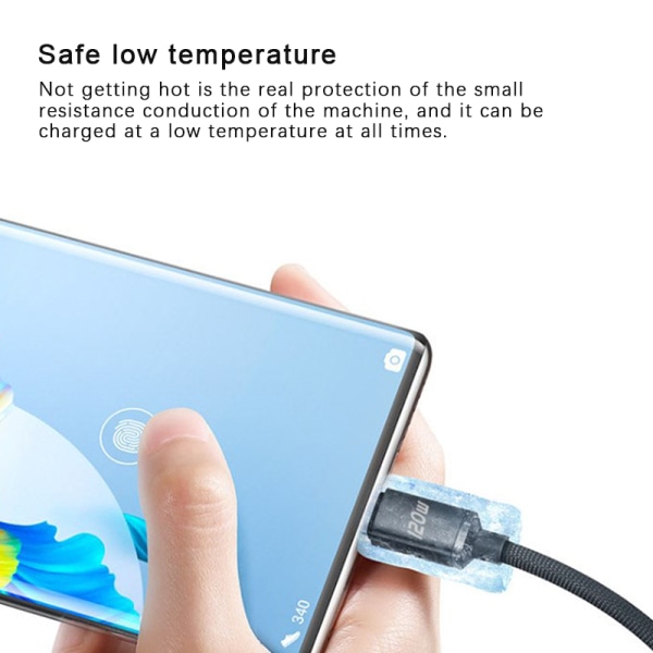 120W USB Typ C-kabel 6A Snabbladdning Typ C-kablar Snabbladdning Black 25CM