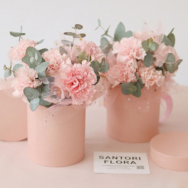 Blommalåda 12 cm rund kartong presentförpackning Bröllopsfest Rose F Pink