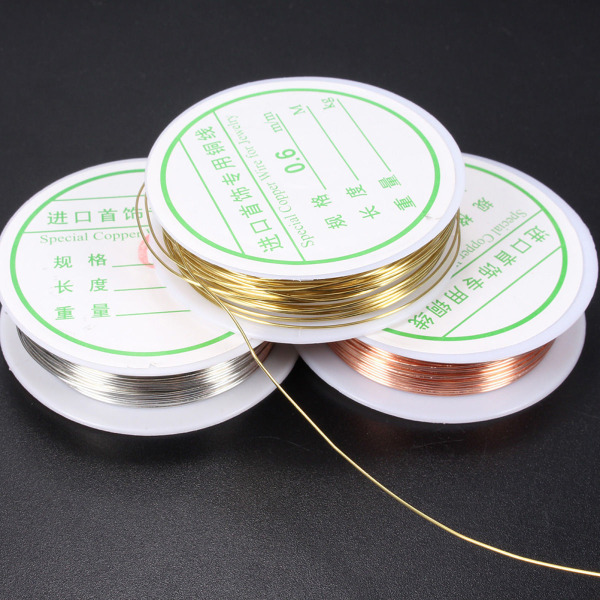 0,3/0,4/0,6/0,8 mm pläterade koppartråd pärlor Smycken gör DIY C Gold 8
