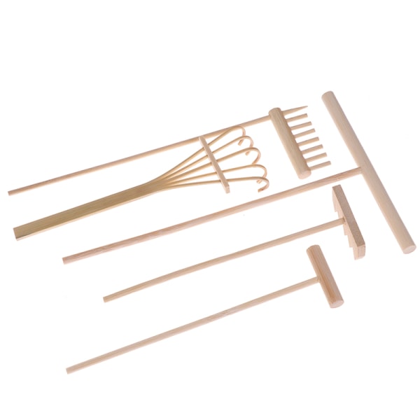 5 st Mini Bamboo Rake för Zen Garden Sand Bordsskiva Meditation F 5(4 tooths 1Pc)