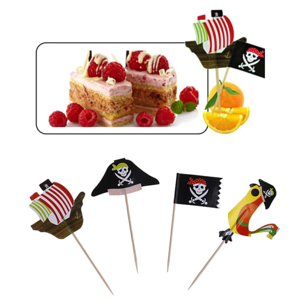20st Cake Toppers Pirattema Fruktval Instickskort Hallowe