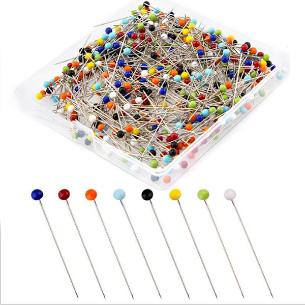 Synålar 38mm glaskulhuvud Push Quiltningsnålar för smycken 1(Colorful 100Pcs)