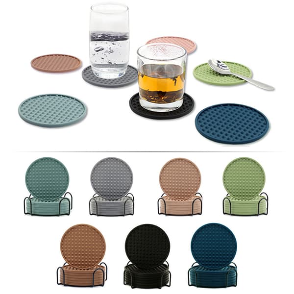 Rund glasunderlägg koppmattor Kaffedrinkar Silikonkopphållare Kitche Gray